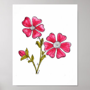 Poster Fleurs roses mignonnes