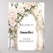 Poster Fleurs roses rose arc bienvenue (Devant)