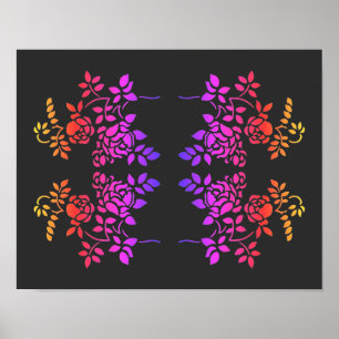 Poster Fleurs Roses tendues Couleurs Abstraites
