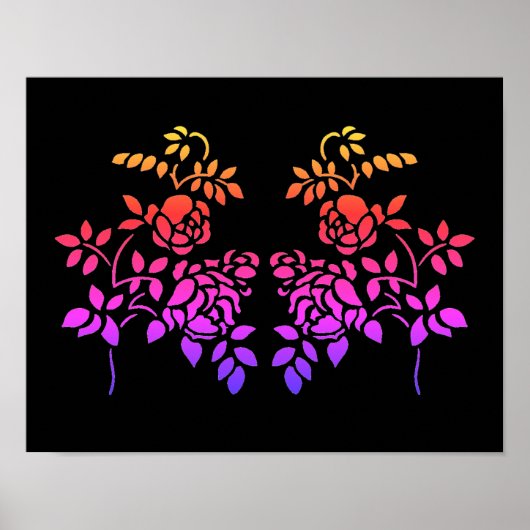 Poster Fleurs Roses tendues Couleurs Abstraites (Devant)