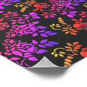 Poster Fleurs Roses tendues Design de couleurs Abstraites (Coin)