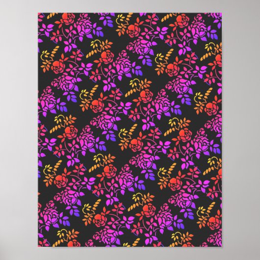 Poster Fleurs Roses tendues Design de couleurs Abstraites (Devant)