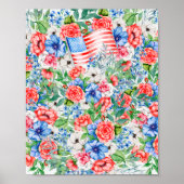 Poster Fleurs Rouge Blanc Et Bleu 4 juillet Patriotique (Devant)