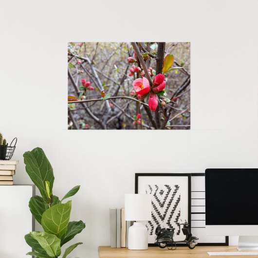 Poster fleurs rouges (Bureau à domicile)