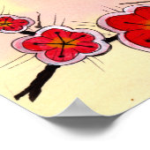 Poster Fleurs rouges de cerisiers japonais (Coin)