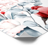 Poster Fleurs Rouges et Bleues Floral Bienvenue à la Baby (Coin)