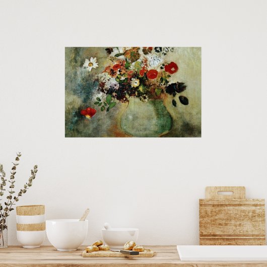 Poster Fleurs rouges, fleurs Odilon Redon (Cuisine)