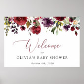 Poster Fleurs Rouges, Fleurs Roses, Accueil Baby shower (Devant)