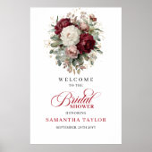 Poster Fleurs rouges profondes Eucalyptus doré Panneau de (Devant)