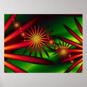 Poster Fleurs rouges tropicales