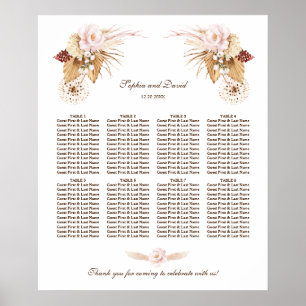Poster Fleurs Rougies Pampas Mariage en herbe Carte de si