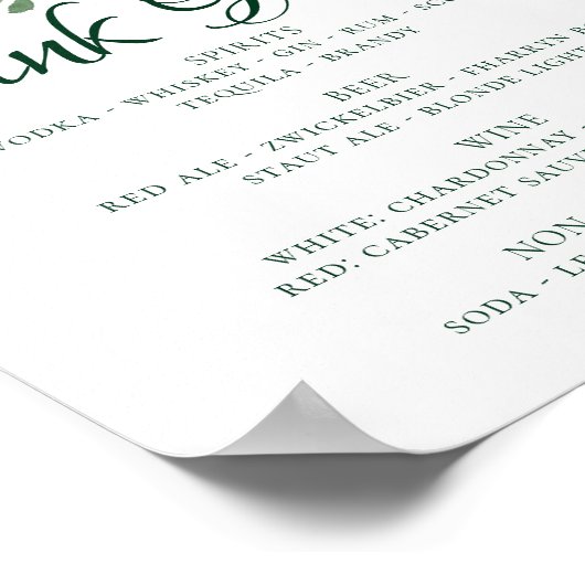 Poster Fleurs Rustiques | Menu Boissons Rouge Marsala Ter (Coin)