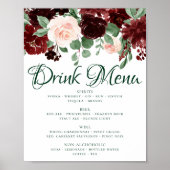 Poster Fleurs Rustiques | Menu Boissons Rouge Marsala Ter (Devant)