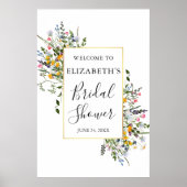 Poster Fleurs sauvages aquarelle cadre doré douche de mar (Devant)