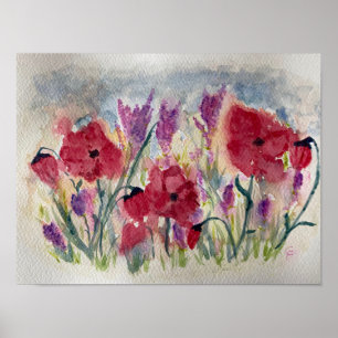 Poster Fleurs sauvages avec des pavots