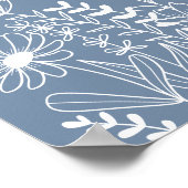 Poster Fleurs sauvages Bleu poussiéreux Bienvenue Mariage (Coin)