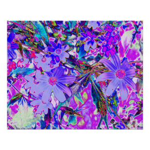 Poster Fleurs sauvages colorées violettes et magenta psyc