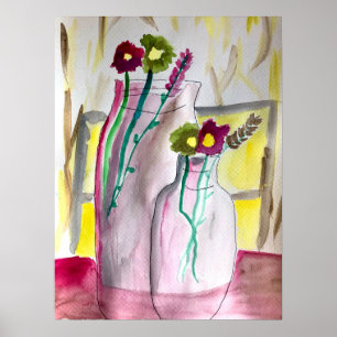 Poster Fleurs sauvages dans le vase art abstrait