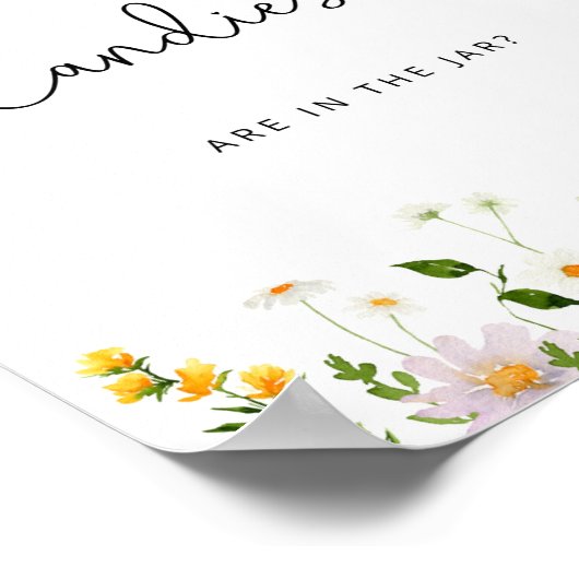 Poster Fleurs sauvages d'aquarelle devinent combien de bo (Coin)