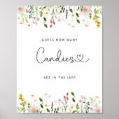 Poster Fleurs sauvages d'aquarelle devinent combien de bo (Devant)