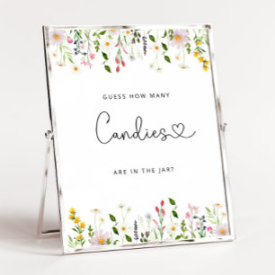 Poster Fleurs sauvages d'aquarelle devinent combien de bo