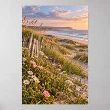 Fleurs sauvages des dunes côtières Coucher de sole