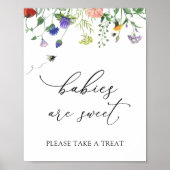Poster Fleurs sauvages et abeilles Bébés sont doux signe  (Devant)