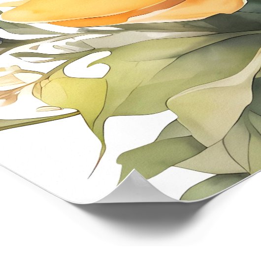 Poster Fleurs sauvages et Abeilles de miel Aquarelle (Coin)