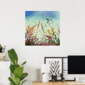 Poster Fleurs sauvages et étoiles (Bureau à domicile)