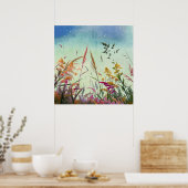 Poster Fleurs sauvages et étoiles (Cuisine)