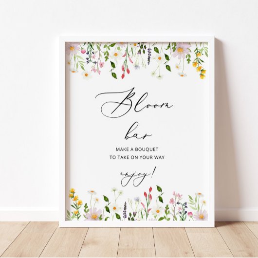 Poster Fleurs sauvages fleurissent bar. Bar floral