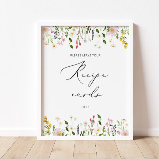 Poster Fleurs sauvages laissez votre carte de recette ici