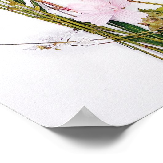 Poster Fleurs sauvages modernes script douche de mariée b (Coin)