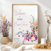 Poster Fleurs sauvages modernes script douche de mariée b