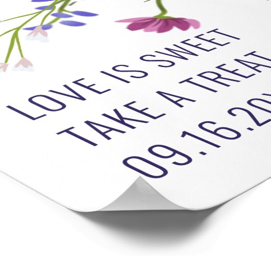 Poster Fleurs sauvages modernes script douche de mariée b (Coin)