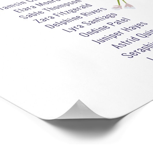 Poster Fleurs sauvages modernes script douche de mariée s (Coin)