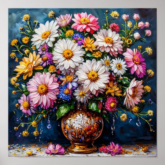 Poster Fleurs sauvages Nature morte Élégante Botanique Fl (Devant)