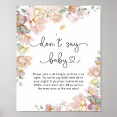 Poster Fleurs sauvages ne disent pas baby shower jeu Post (Devant)