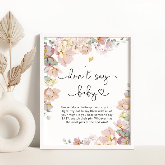 Poster Fleurs sauvages ne disent pas baby shower jeu Post