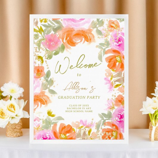 Poster Fleurs sauvages orange jardin accueillent la remis