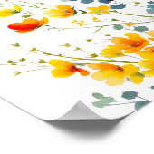 Poster Fleurs sauvages orange jaune Bienvenue à la soirée (Coin)