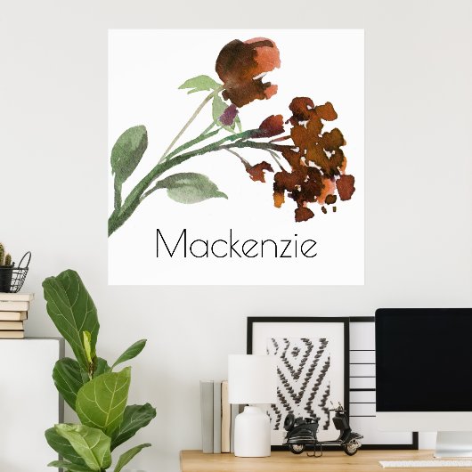 Poster Fleurs sauvages rustiques | Burning Orange Bohemia (Bureau à domicile)