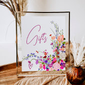 Poster Fleurs sauvages script cadeaux douche nuptiale