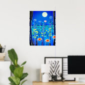 Poster Fleurs sauvages sous Pleine lune (Bureau à domicile)