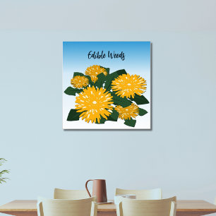 Poster Fleurs sauvages stylisées Jaune Pissenlit Mauvaise