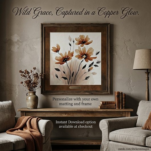 Poster Fleurs sépia