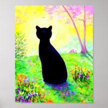 Fleurs Silhouette Chat Noir Créationarts