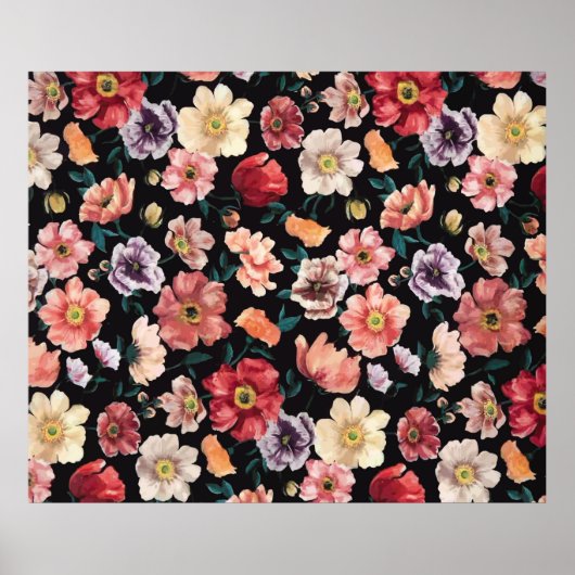 Poster Fleurs solides abstraites en arrangement complet, (Devant)