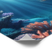 Poster fleurs Sous l'eau Coral Reef fonds marins (Coin)