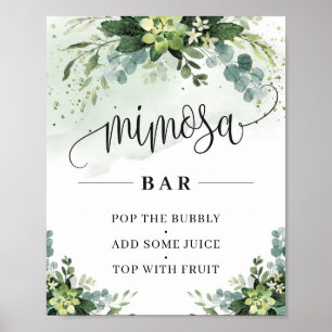 Poster Fleurs succulentes vert signe de barre mimosa